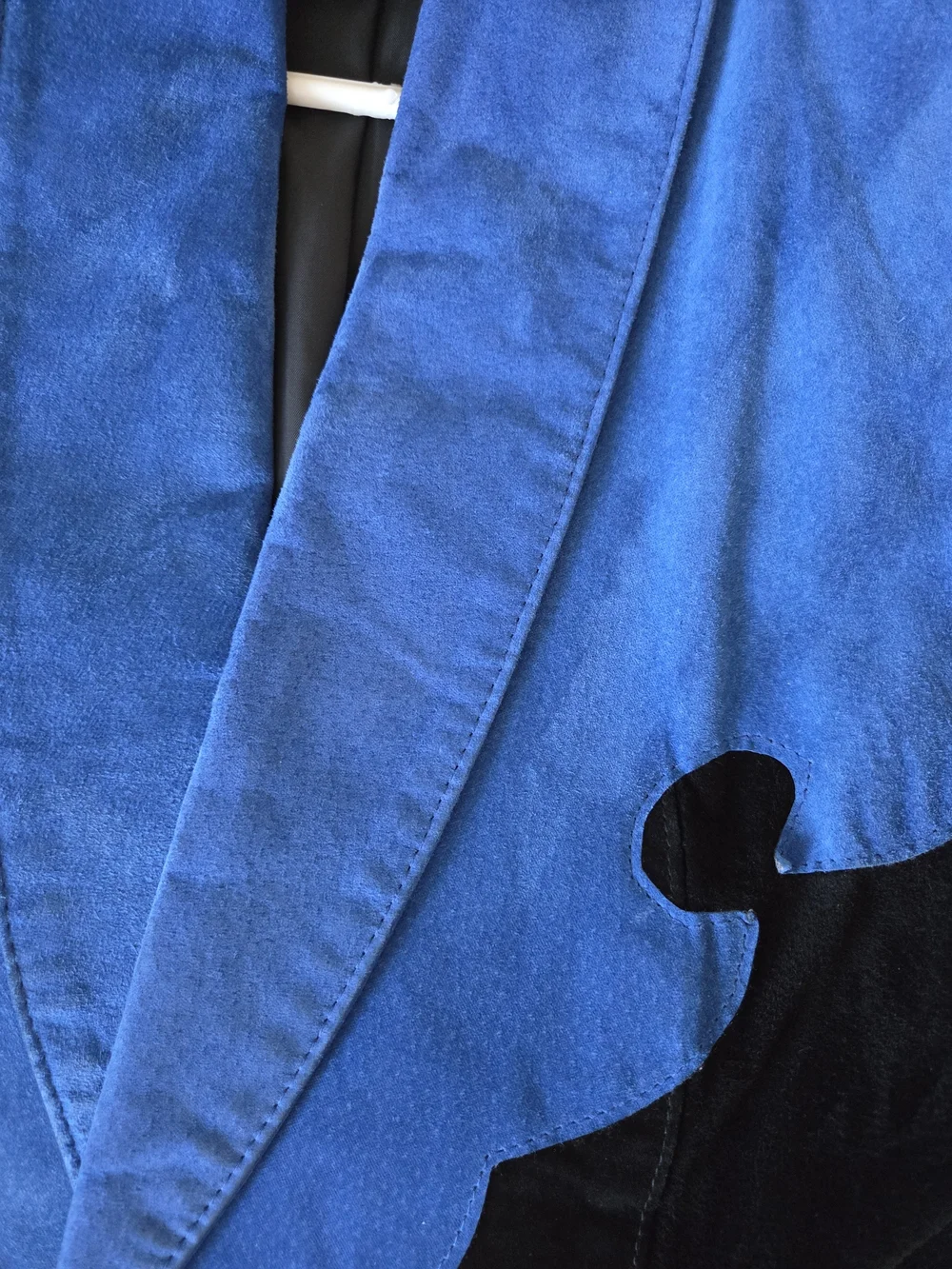 Vintage suede leather cropped jacket • electric blue & black • sculptural collar - Picture 10 of 10